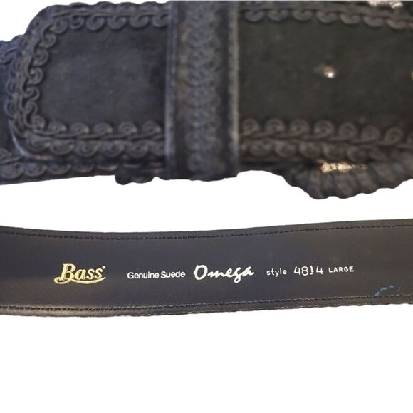 Bass Black Genuine Suede Omega 4814 Statement Belt - Picture 3 of 5